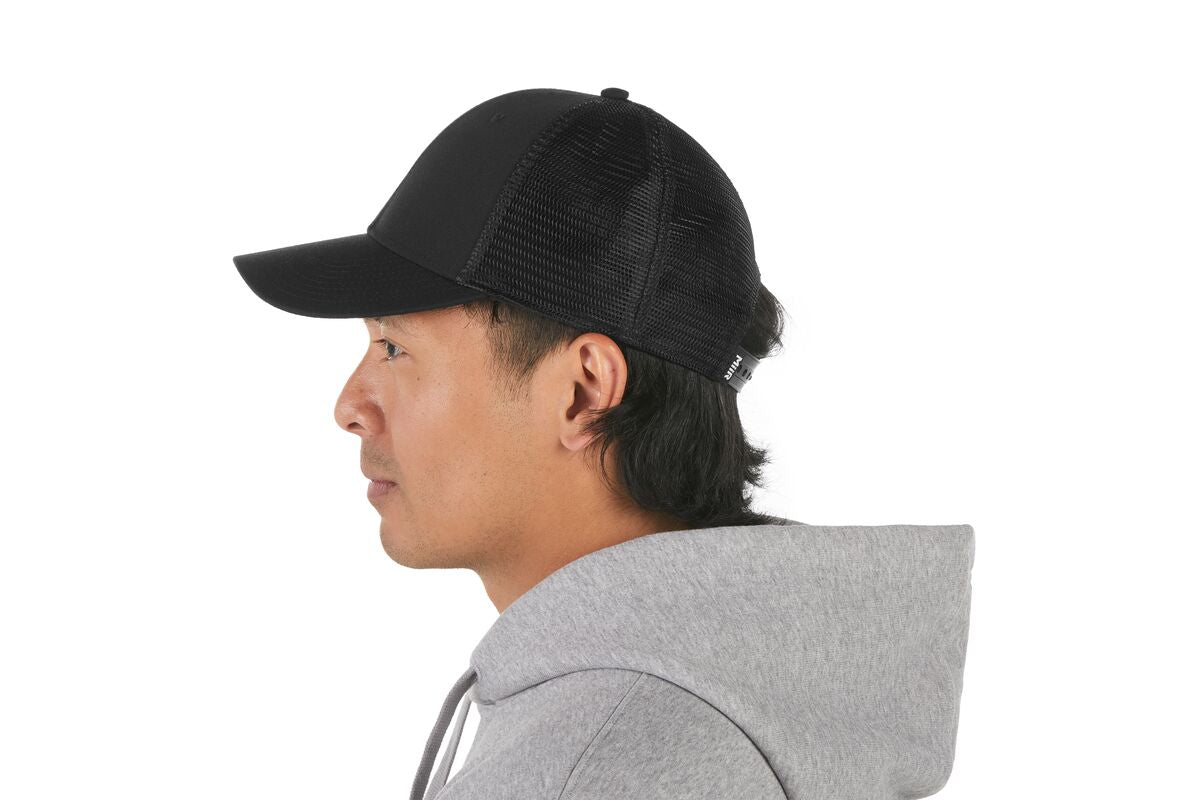 recycled-poly-low-profile-trucker-hat-b0 WebPDP-HAT002002_Recycled_Poly_Low_Profile_Trucker_Hat_Black_Studio_Harper_Studios_0723_Back__HAT002002OS.jpg