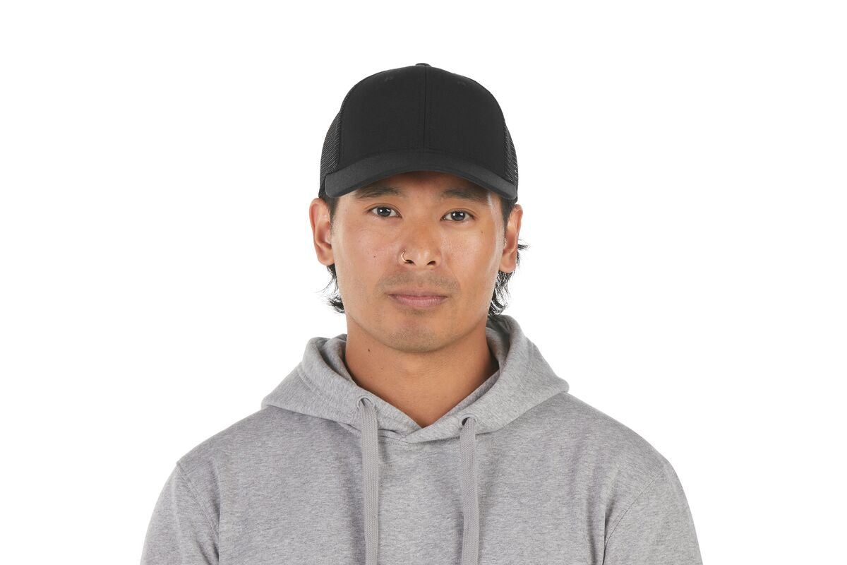 recycled-poly-low-profile-trucker-hat-b0 WebPDP-HAT002002_Recycled_Poly_Low_Profile_Trucker_Hat_Black_Studio_Harper_Studios_0723_Front__HAT002002OS.jpg
