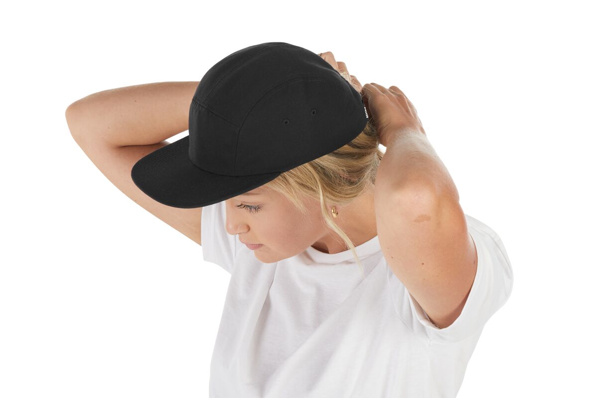 recycled-poly-flat-brim-5-panel-hat-v4 WebPDP-HAT003002_Recycled_Poly_Flat_Brim_5Panel_Hat_Black_Studio_Harper_Studios_0723_Side_4__HAT003002OS.jpg